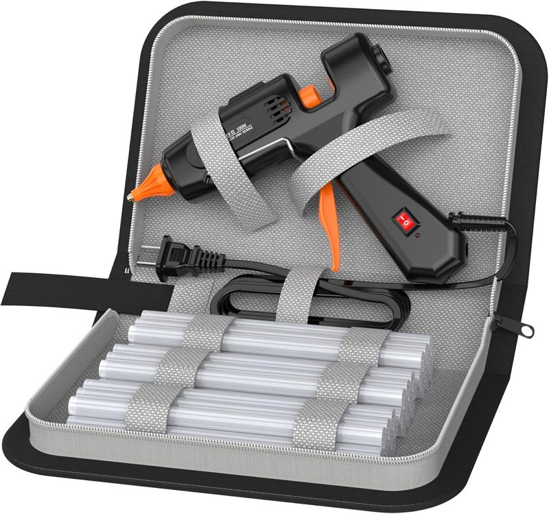 iZiO Professional Hot Glue Gun Kit-100W Fast Heat, 21 Glue Sticks(7/16"), Detachable Anti-Scald Nozzle & Durable Pouch | Heavy lightweight for diy projects, home repairs,ergonomic grip,Black gluegun - Image 1